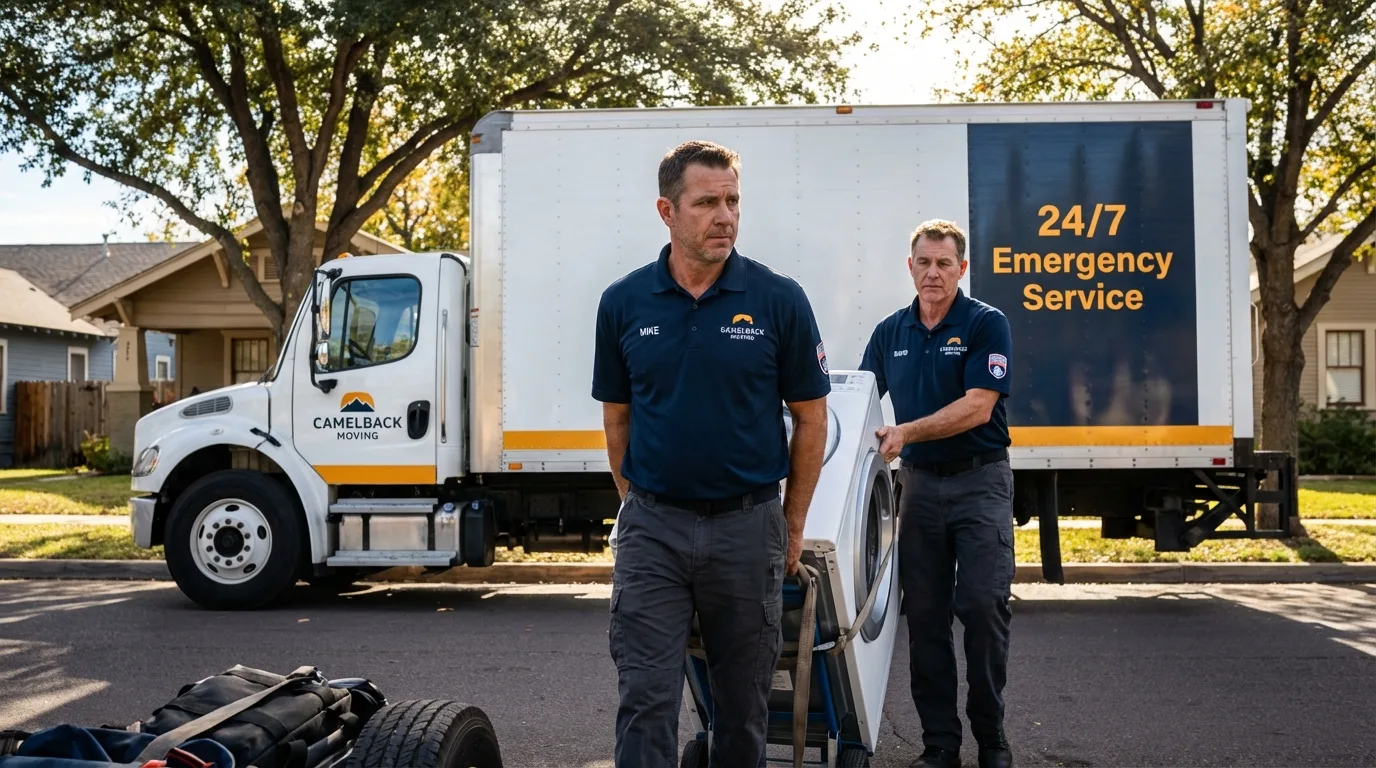 CamelBack Moving crew loading furniture in Ennis, TX